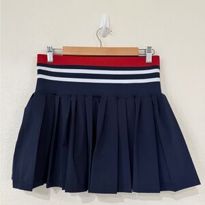 Tennis Navy Pleated Skirt with Red and White Accents